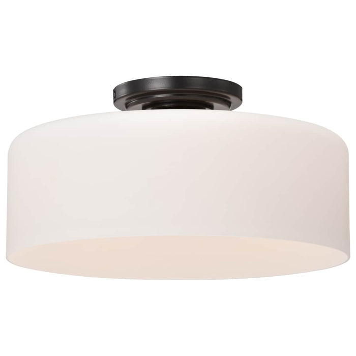 Semi Flush Nuvo 60-8035 Warren - 13 Inch Semi Flush Mount - Gun Metal with Satin White Glass - Gun Metal Finish Nuvo