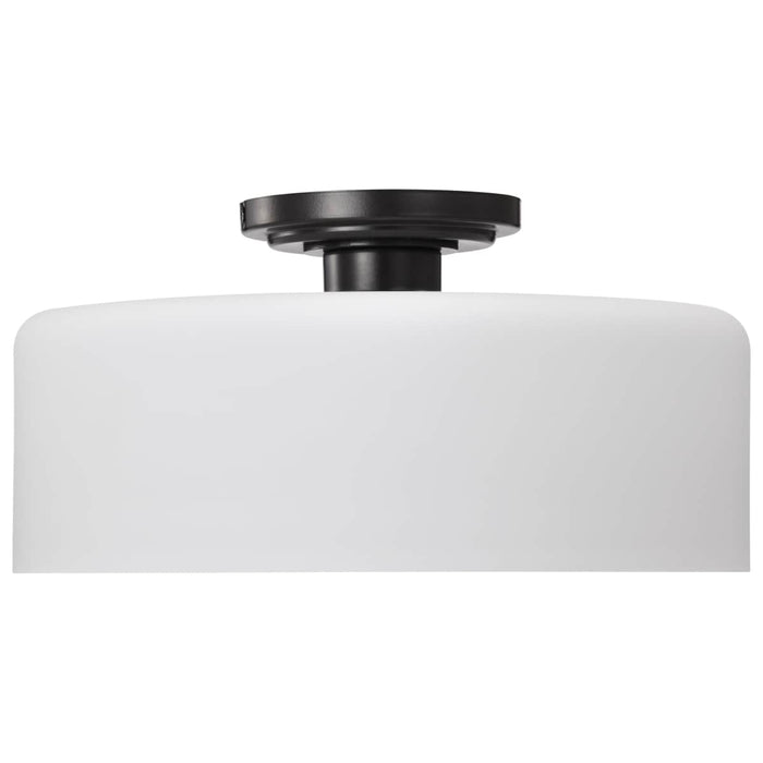 Semi Flush Nuvo 60-8035 Warren - 13 Inch Semi Flush Mount - Gun Metal with Satin White Glass - Gun Metal Finish Nuvo