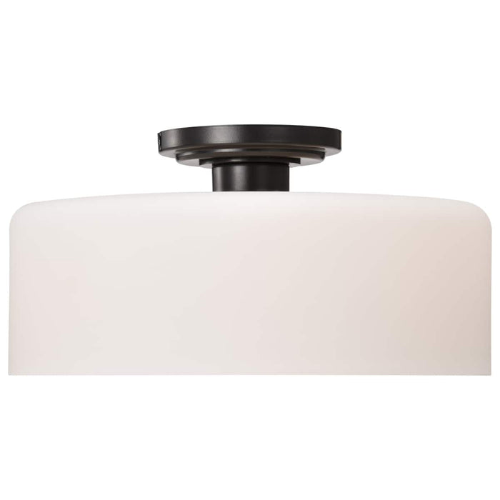Semi Flush Nuvo 60-8035 Warren - 13 Inch Semi Flush Mount - Gun Metal with Satin White Glass - Gun Metal Finish Nuvo