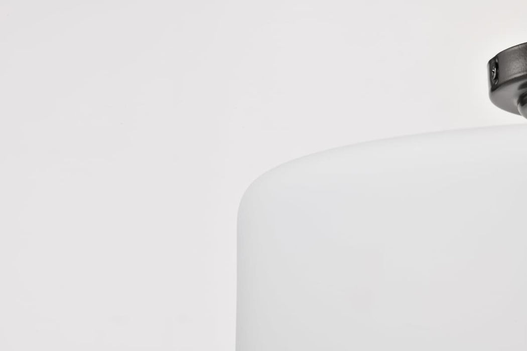 Semi Flush Nuvo 60-8035 Warren - 13 Inch Semi Flush Mount - Gun Metal with Satin White Glass - Gun Metal Finish Nuvo