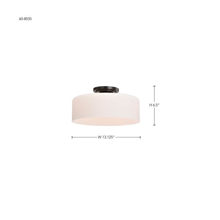 Semi Flush Nuvo 60-8035 Warren - 13 Inch Semi Flush Mount - Gun Metal with Satin White Glass - Gun Metal Finish Nuvo