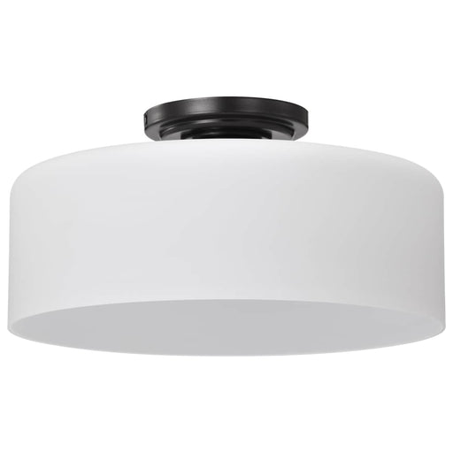 Semi Flush Nuvo 60-8035 Warren - 13 Inch Semi Flush Mount - Gun Metal with Satin White Glass - Gun Metal Finish Nuvo