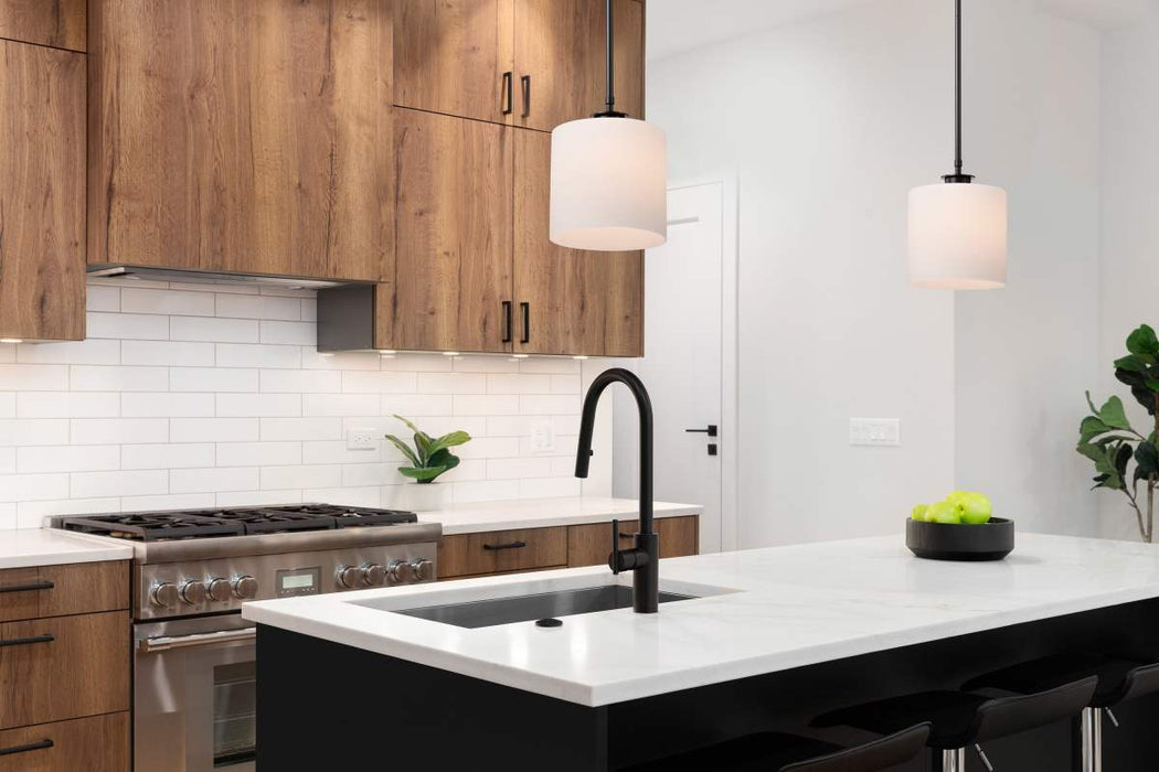 Pendant Nuvo 60-8036 Warren - 8 Inch Pendant - Gun Metal with Satin White Glass - Gun Metal Finish Nuvo