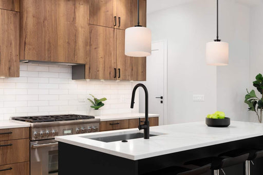 Pendant Nuvo 60-8036 Warren - 8 Inch Pendant - Gun Metal with Satin White Glass - Gun Metal Finish Nuvo