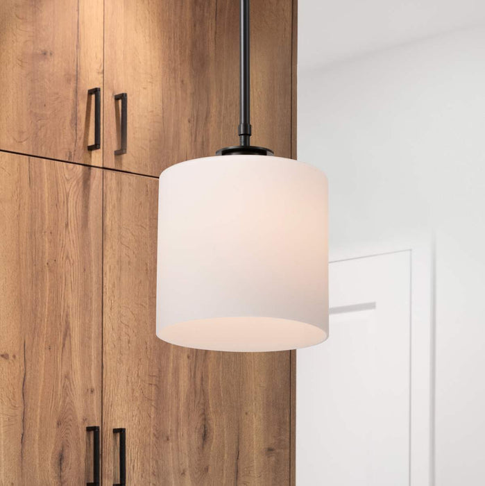 Pendant Nuvo 60-8036 Warren - 8 Inch Pendant - Gun Metal with Satin White Glass - Gun Metal Finish Nuvo