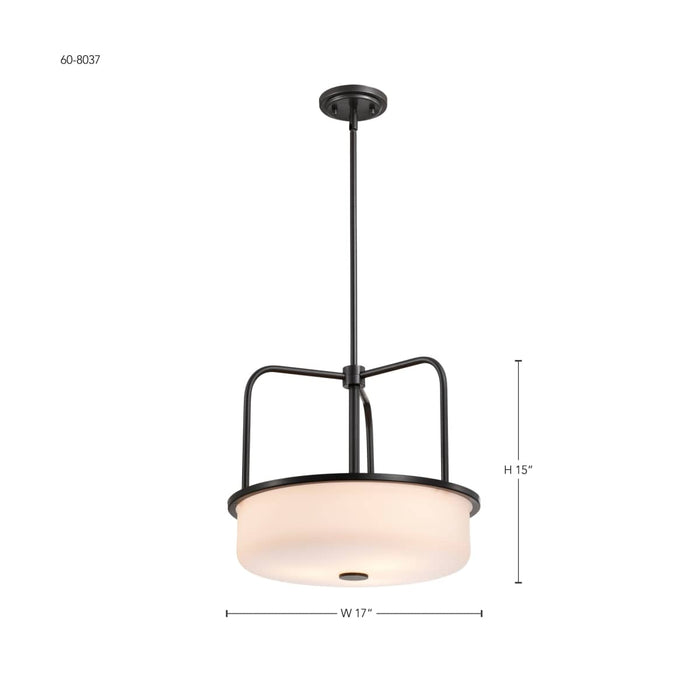 Pendant Nuvo 60-8037 Warren - 17 Inch Pendant - Gun Metal with Satin White Glass - Gun Metal Finish Nuvo