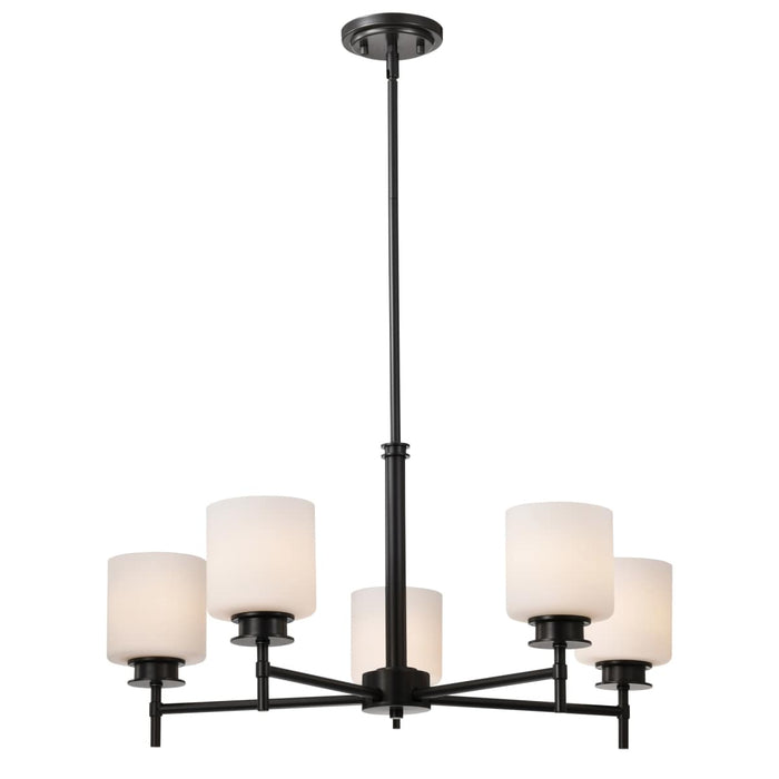 Chandelier Nuvo 60-8038 Warren - 28 Inch 5 Light Chandelier - Gun Metal with Satin White Glass - Gun Metal Finish Nuvo