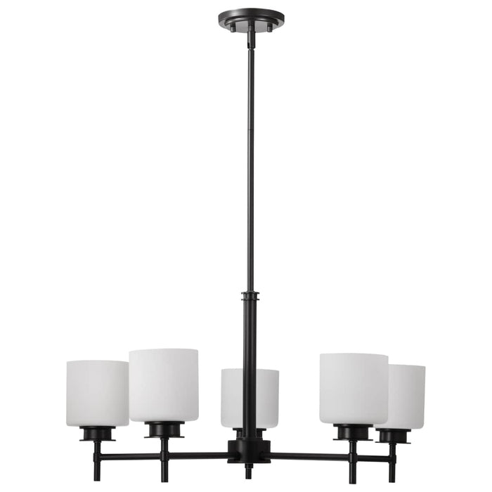 Chandelier Nuvo 60-8038 Warren - 28 Inch 5 Light Chandelier - Gun Metal with Satin White Glass - Gun Metal Finish Nuvo