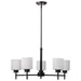 Chandelier Nuvo 60-8038 Warren - 28 Inch 5 Light Chandelier - Gun Metal with Satin White Glass - Gun Metal Finish Nuvo