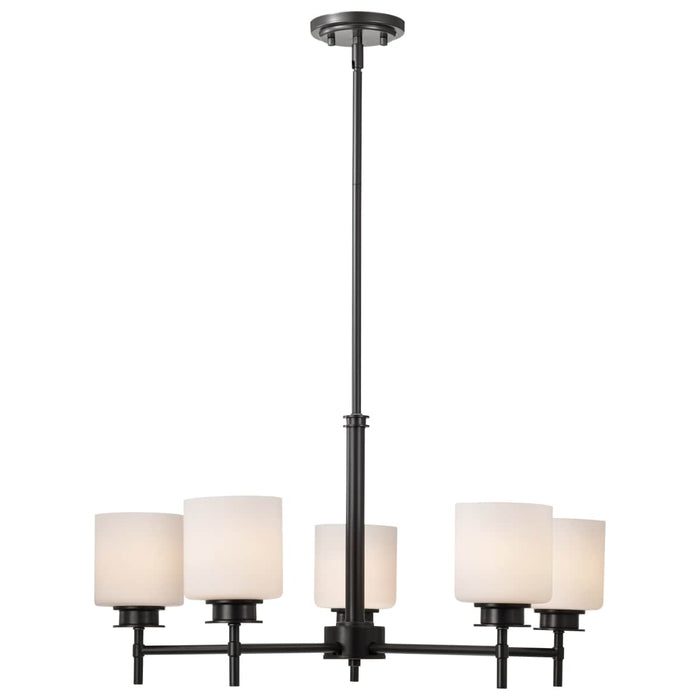Chandelier Nuvo 60-8038 Warren - 28 Inch 5 Light Chandelier - Gun Metal with Satin White Glass - Gun Metal Finish Nuvo