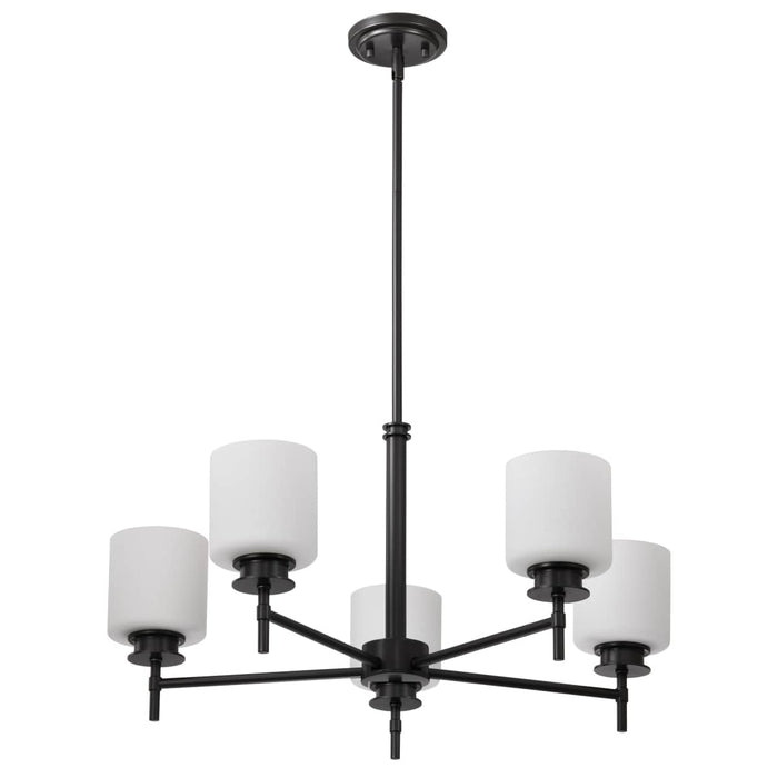 Chandelier Nuvo 60-8038 Warren - 28 Inch 5 Light Chandelier - Gun Metal with Satin White Glass - Gun Metal Finish Nuvo