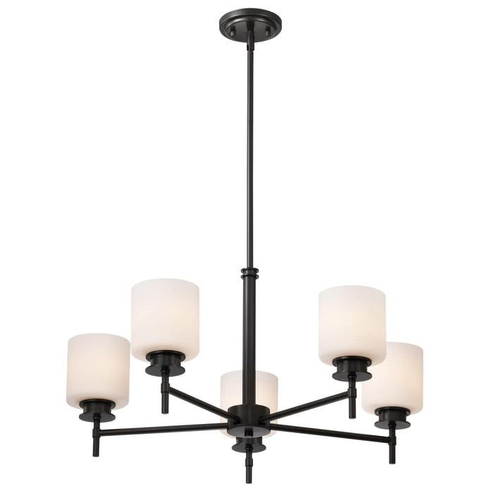 Chandelier Nuvo 60-8038 Warren - 28 Inch 5 Light Chandelier - Gun Metal with Satin White Glass - Gun Metal Finish Nuvo