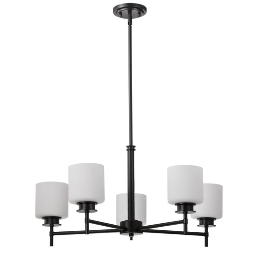 Chandelier Nuvo 60-8038 Warren - 28 Inch 5 Light Chandelier - Gun Metal with Satin White Glass - Gun Metal Finish Nuvo