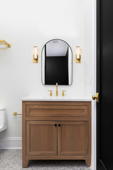 Vanity Nuvo 60-8041 Roselle - 1 Light Vanity - Natural Brass with White Glass Nuvo