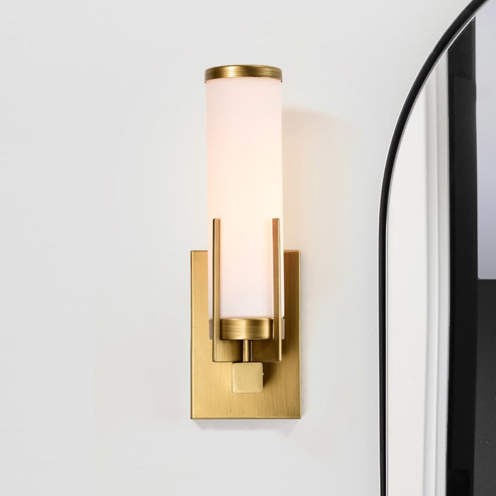Vanity Nuvo 60-8041 Roselle - 1 Light Vanity - Natural Brass with White Glass Nuvo