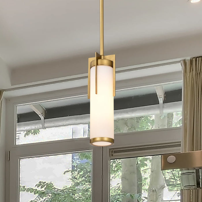 Mini Pendant Nuvo 60-8043 Roselle - Mini Pendant - Natural Brass with White Glass Nuvo
