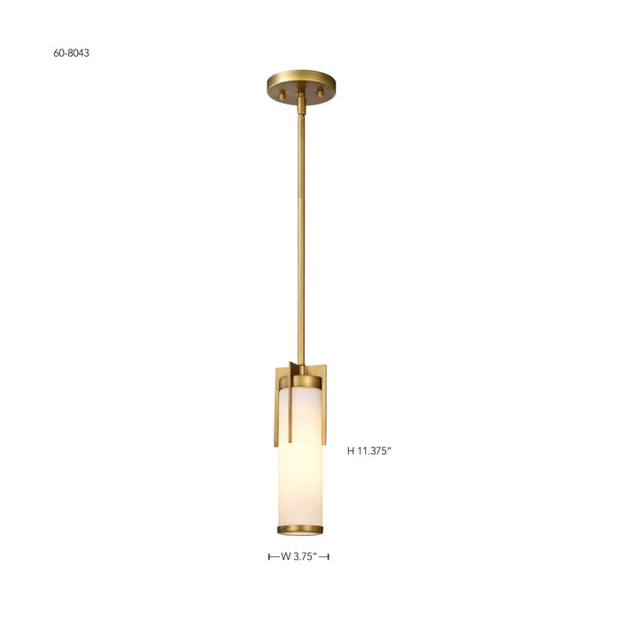Mini Pendant Nuvo 60-8043 Roselle - Mini Pendant - Natural Brass with White Glass Nuvo