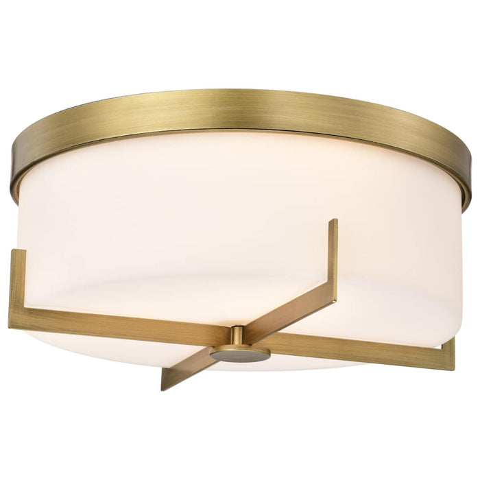 Flush Mount Nuvo 60-8044 Roselle - 15 Inch Flush Mount - Natural Brass with White Glass Nuvo