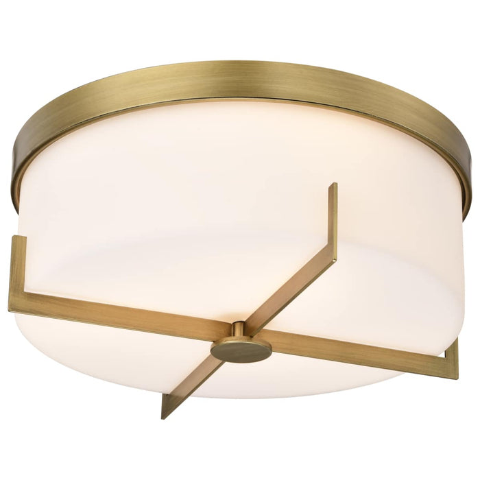 Flush Mount Nuvo 60-8044 Roselle - 15 Inch Flush Mount - Natural Brass with White Glass Nuvo