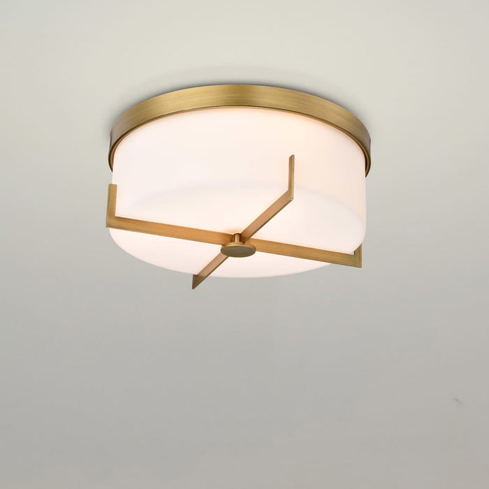 Flush Mount Nuvo 60-8044 Roselle - 15 Inch Flush Mount - Natural Brass with White Glass Nuvo