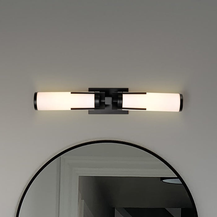 Vanity Nuvo 60-8052 Roselle - 2 Light Vanity - Matte Black with White Glass Nuvo
