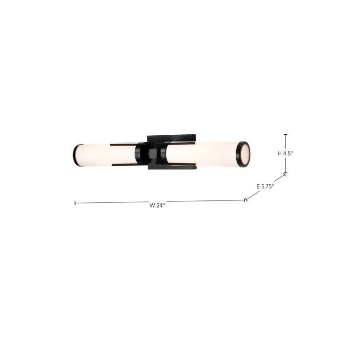 Vanity Nuvo 60-8052 Roselle - 2 Light Vanity - Matte Black with White Glass Nuvo