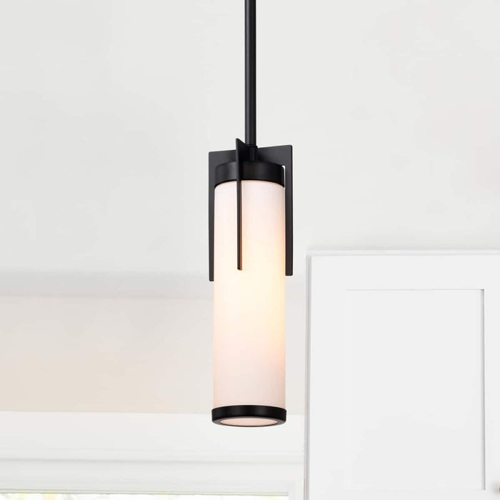 Mini Pendant Nuvo 60-8053 Roselle - Mini Pendant - Matte Black with White Glass Nuvo