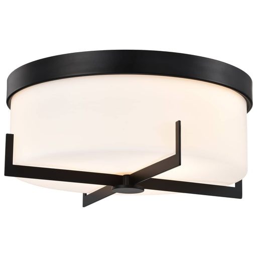 Flush Mount Nuvo 60-8054 Roselle - 15 Inch Flush Mount - Matte Black with White Glass Nuvo