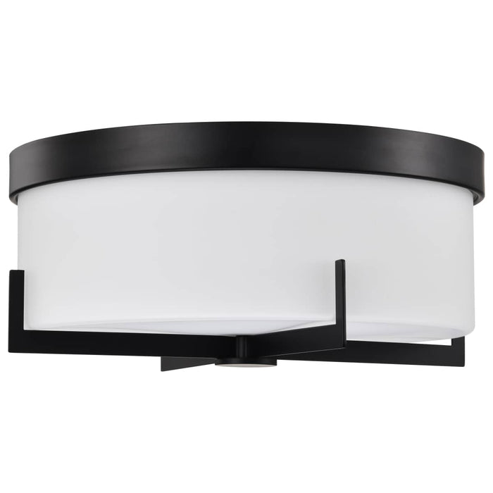 Flush Mount Nuvo 60-8054 Roselle - 15 Inch Flush Mount - Matte Black with White Glass Nuvo