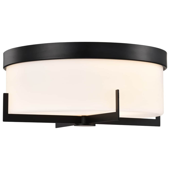 Flush Mount Nuvo 60-8054 Roselle - 15 Inch Flush Mount - Matte Black with White Glass Nuvo