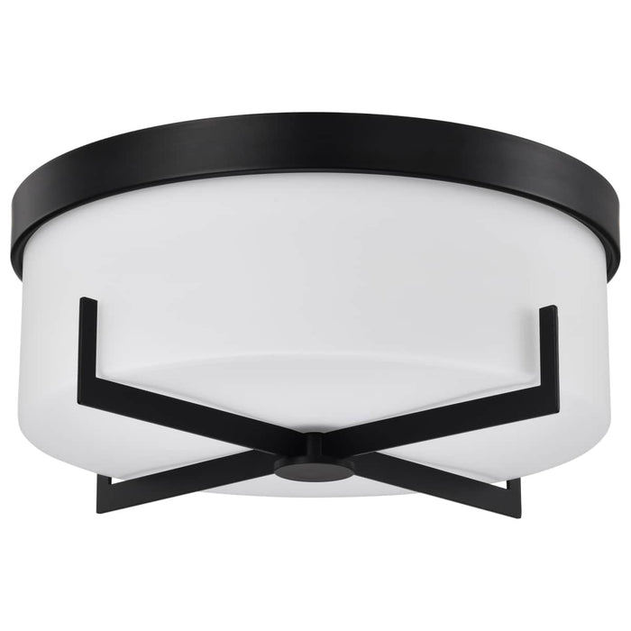Flush Mount Nuvo 60-8054 Roselle - 15 Inch Flush Mount - Matte Black with White Glass Nuvo