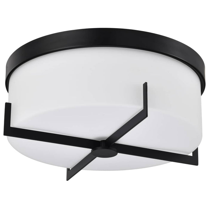 Flush Mount Nuvo 60-8054 Roselle - 15 Inch Flush Mount - Matte Black with White Glass Nuvo