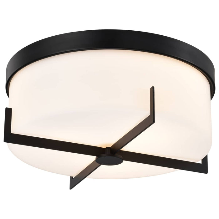 Flush Mount Nuvo 60-8054 Roselle - 15 Inch Flush Mount - Matte Black with White Glass Nuvo