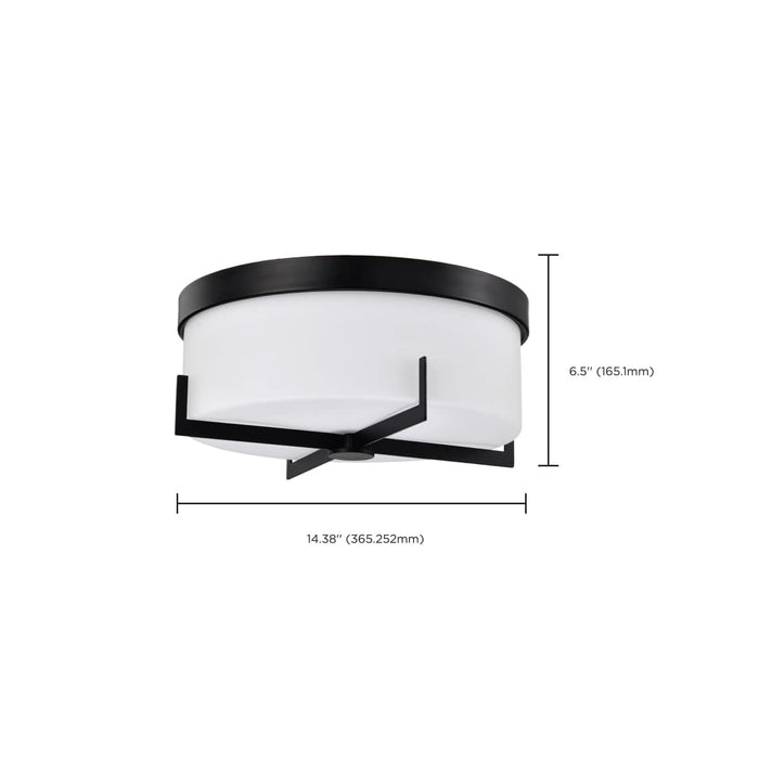 Flush Mount Nuvo 60-8054 Roselle - 15 Inch Flush Mount - Matte Black with White Glass Nuvo