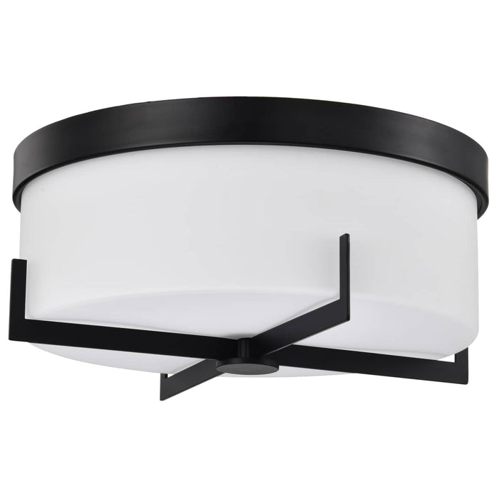 Flush Mount Nuvo 60-8054 Roselle - 15 Inch Flush Mount - Matte Black with White Glass Nuvo