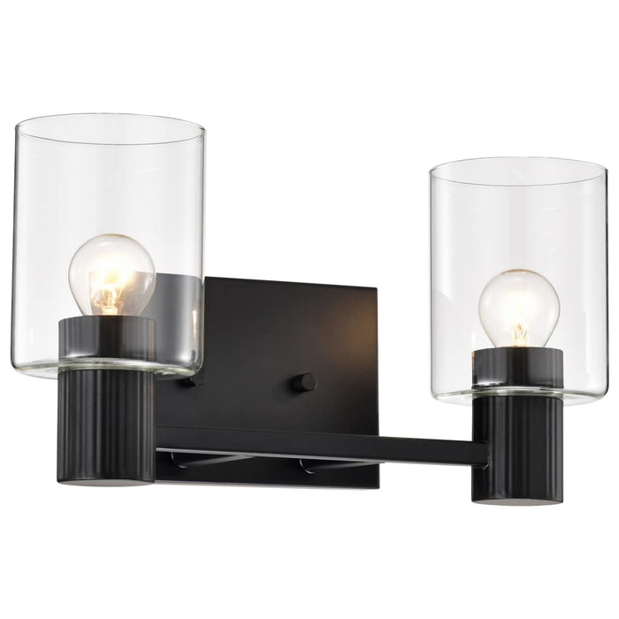 Vanity Nuvo 60-8062 Clarksville - 2 Light Vanity - Matte Black with Clear Glass Nuvo