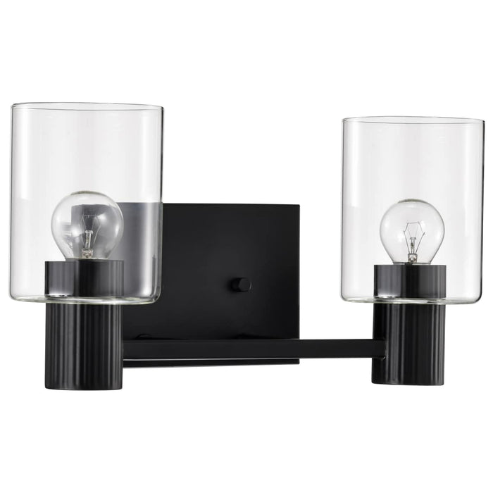 Vanity Nuvo 60-8062 Clarksville - 2 Light Vanity - Matte Black with Clear Glass Nuvo