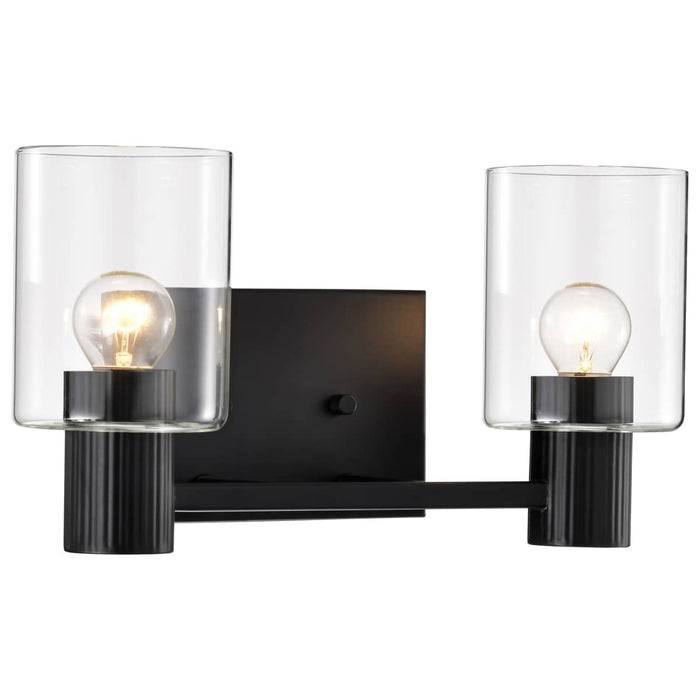 Vanity Nuvo 60-8062 Clarksville - 2 Light Vanity - Matte Black with Clear Glass Nuvo