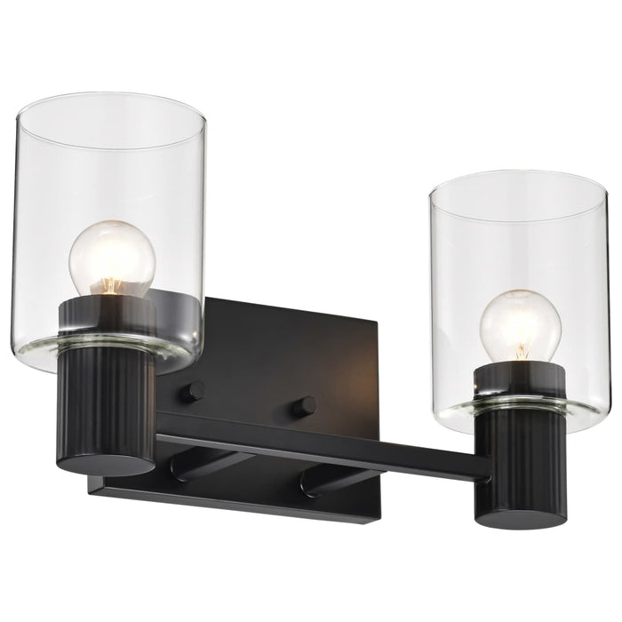 Vanity Nuvo 60-8062 Clarksville - 2 Light Vanity - Matte Black with Clear Glass Nuvo