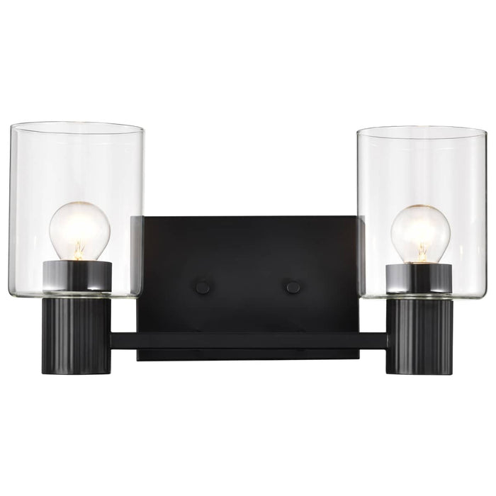 Vanity Nuvo 60-8062 Clarksville - 2 Light Vanity - Matte Black with Clear Glass Nuvo
