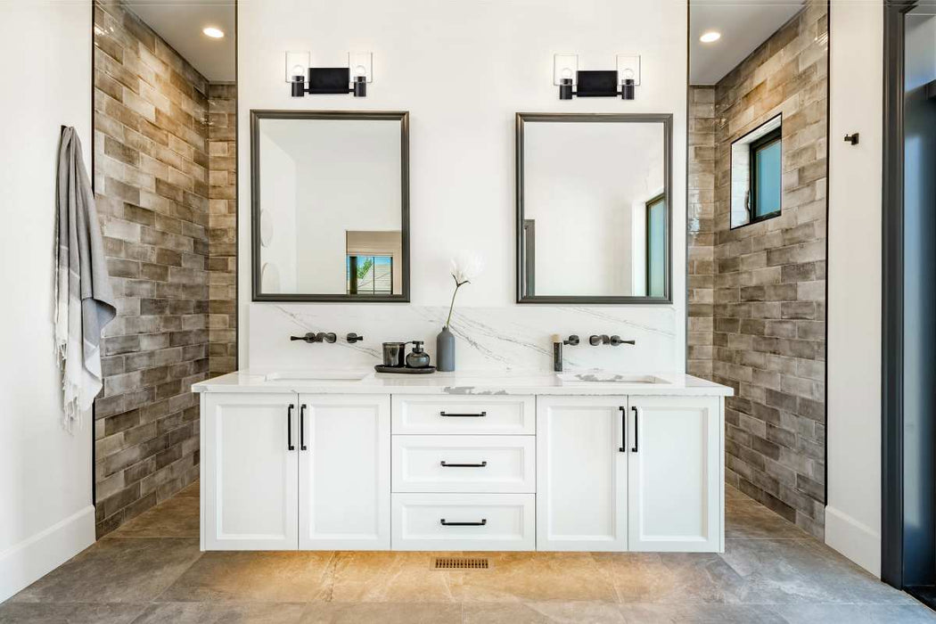 Vanity Nuvo 60-8062 Clarksville - 2 Light Vanity - Matte Black with Clear Glass Nuvo