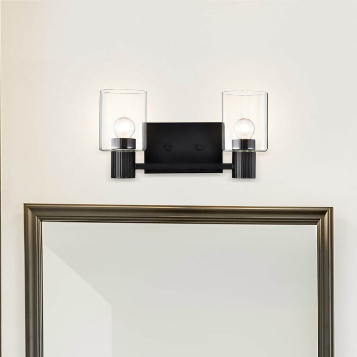 Vanity Nuvo 60-8062 Clarksville - 2 Light Vanity - Matte Black with Clear Glass Nuvo