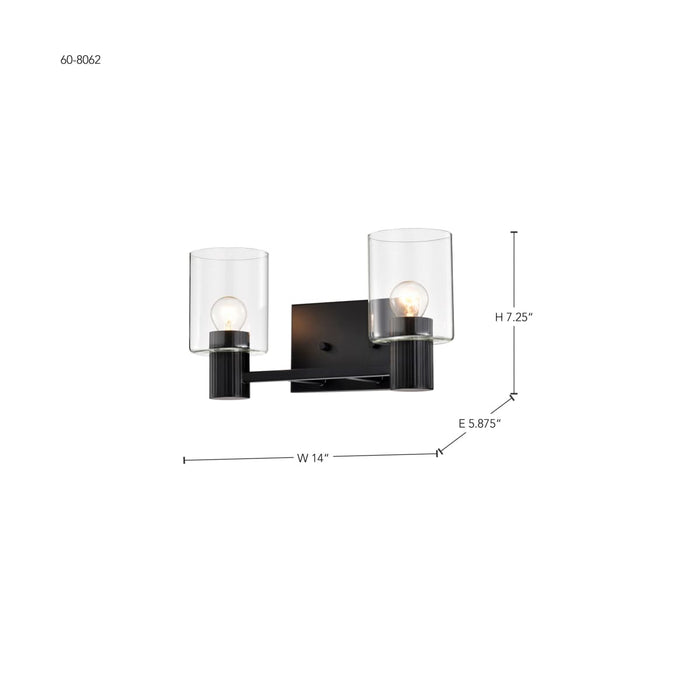 Vanity Nuvo 60-8062 Clarksville - 2 Light Vanity - Matte Black with Clear Glass Nuvo