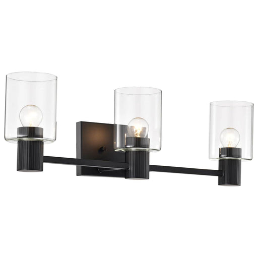 Vanity Nuvo 60-8063 Clarksville - 3 Light Vanity - Matte Black with Clear Glass Nuvo