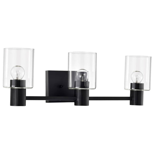 Vanity Nuvo 60-8063 Clarksville - 3 Light Vanity - Matte Black with Clear Glass Nuvo