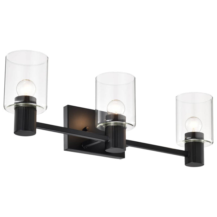 Vanity Nuvo 60-8063 Clarksville - 3 Light Vanity - Matte Black with Clear Glass Nuvo