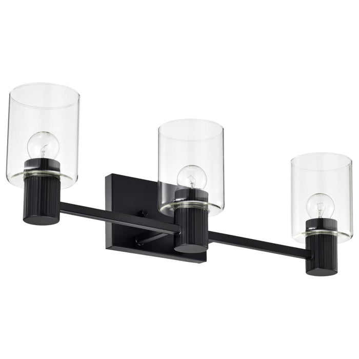 Vanity Nuvo 60-8063 Clarksville - 3 Light Vanity - Matte Black with Clear Glass Nuvo