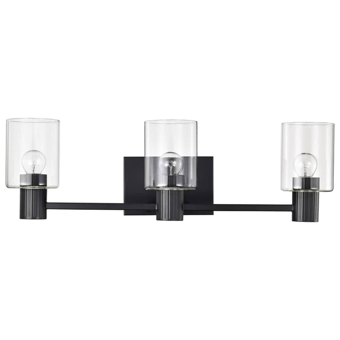 Vanity Nuvo 60-8063 Clarksville - 3 Light Vanity - Matte Black with Clear Glass Nuvo