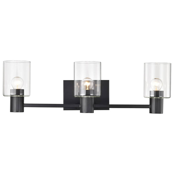 Vanity Nuvo 60-8063 Clarksville - 3 Light Vanity - Matte Black with Clear Glass Nuvo