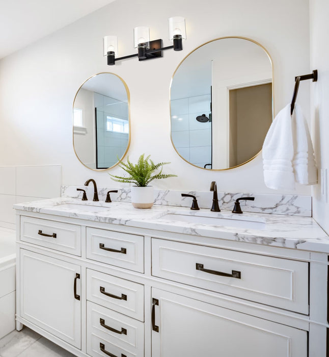 Vanity Nuvo 60-8063 Clarksville - 3 Light Vanity - Matte Black with Clear Glass Nuvo